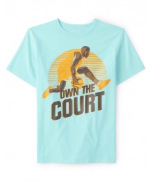 Childrens Place Light Blue Own The Court Graphic Tee